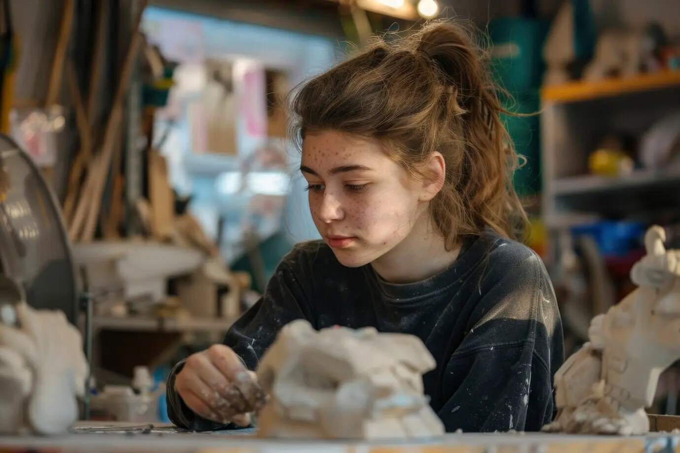 Eine Gruppe junger Teenager feiert den Weltjugendtag, indem sie gemeinsam Aktivitäten unternimmt.